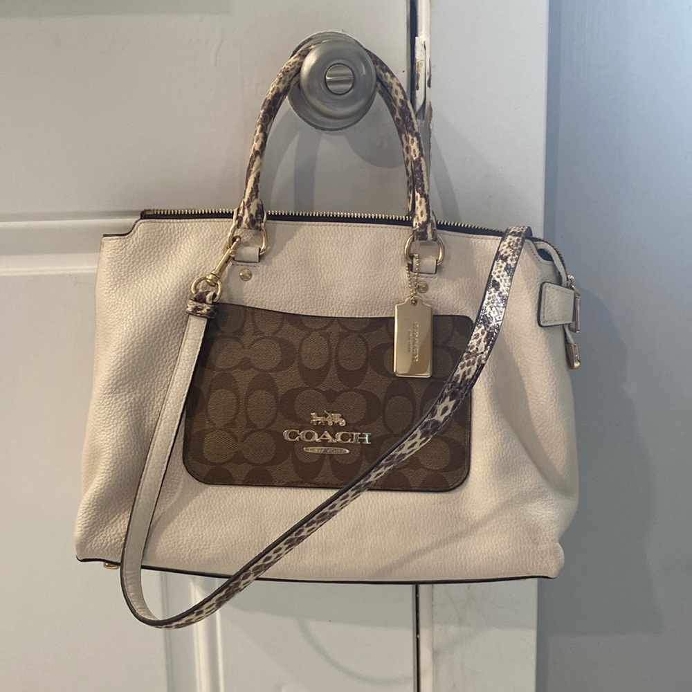 Coach Emma Satchel Snakeskin/cream